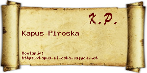 Kapus Piroska névjegykártya